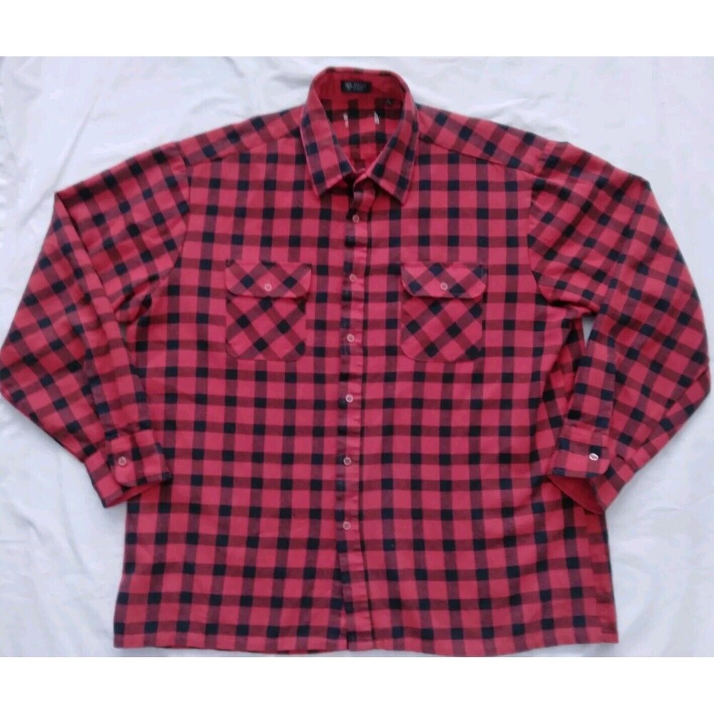 Vintage Buffalo Plaid Shirt Button Down Red Black Check Lumberjack Mens Size XL - Picture 1 of 8